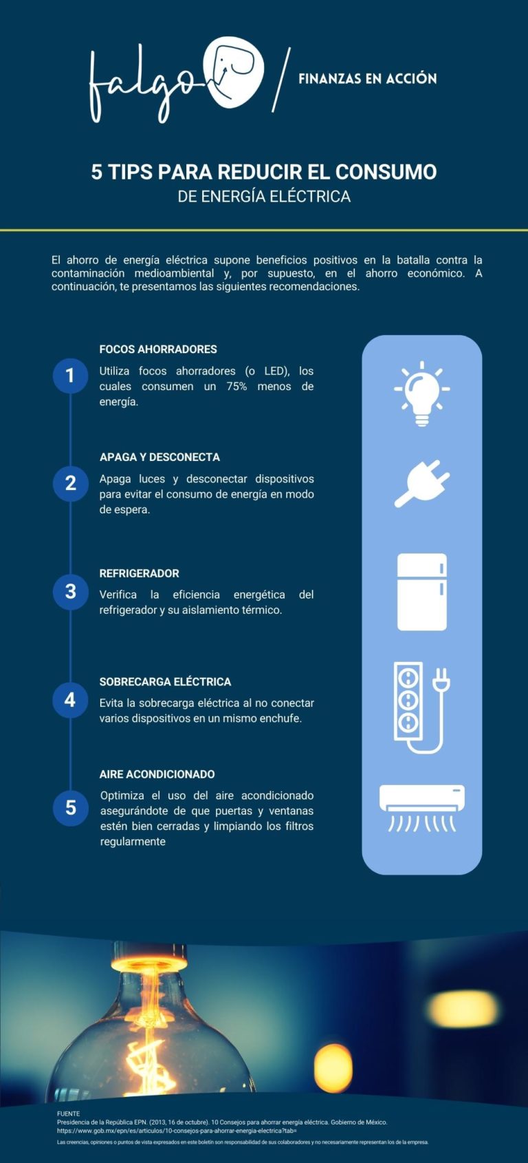 5 tips para reducir el consumo de energía eléctrica